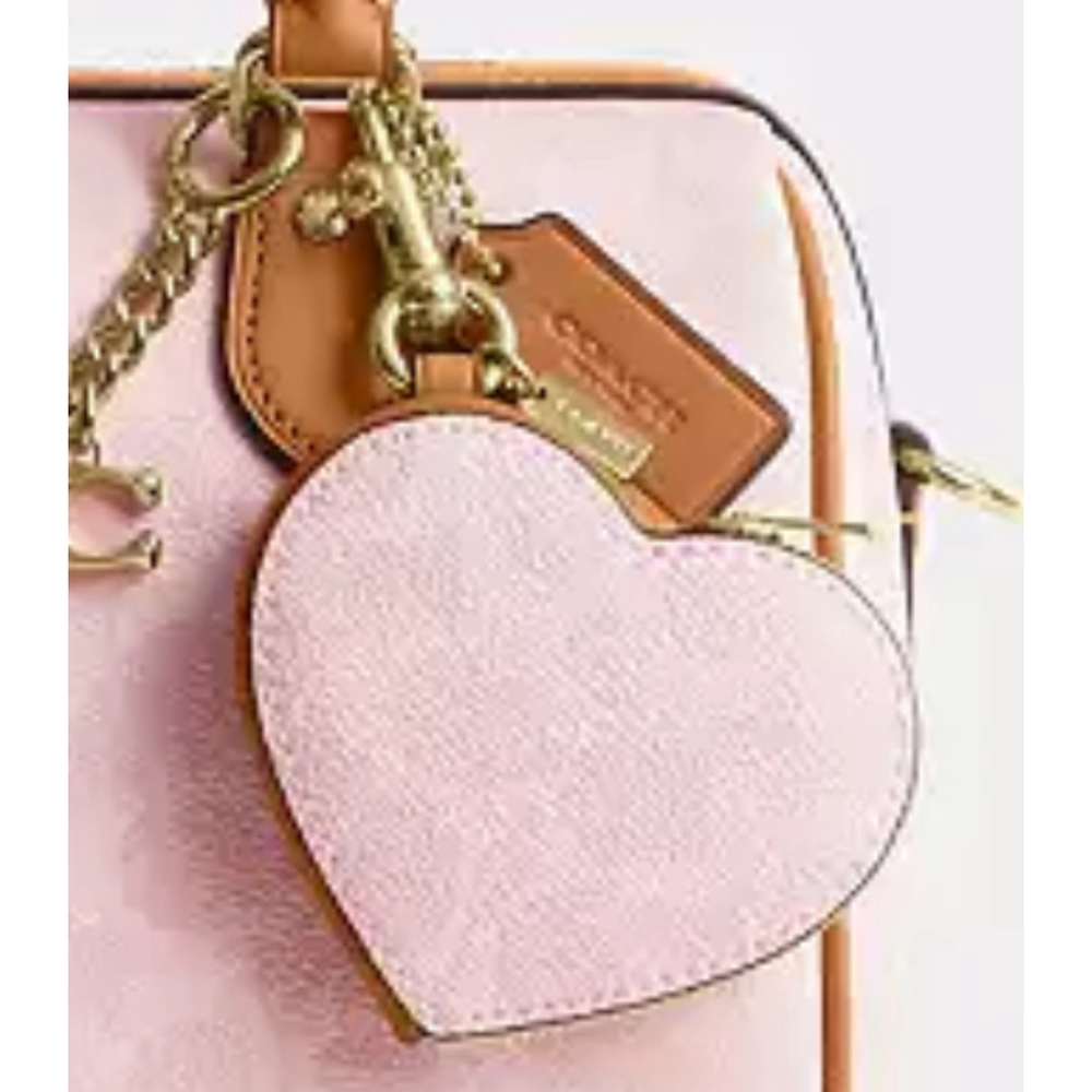 NEW Coach Powder Pink Signature Heart Bag Charm NWT - Picture 3 of 3